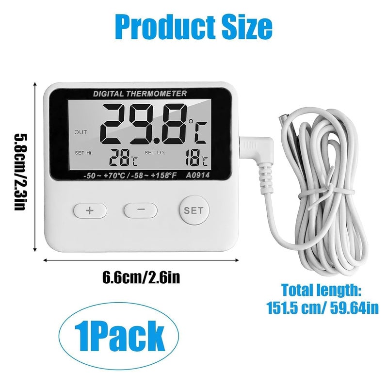 KASTWAVE TERRIFI Digital Freezer Thermometer with External Sensor, LCD Display, High/Low Temperature Alarm, ℃/℉ Switchable, Magnetic Refrigerator Thermometer for Home - Image 3