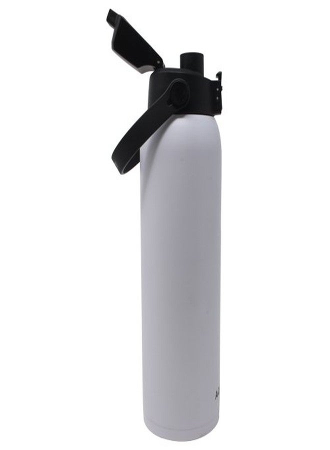 yinat New Aquatix (White, 32 Ounce) Pure Stainless Steel Double Wall Vacuum Insulated Sports Water Bottle Convenient Flip Top Cap with Removable Strap Handle - Keeps Drinks Cold 24 hr/Hot 6 hr - Image 3