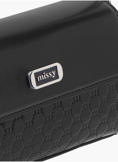 MISSY Women Logo Embossed Crossbody Bag with Detachable Strap and Flap Closure  - Image 4