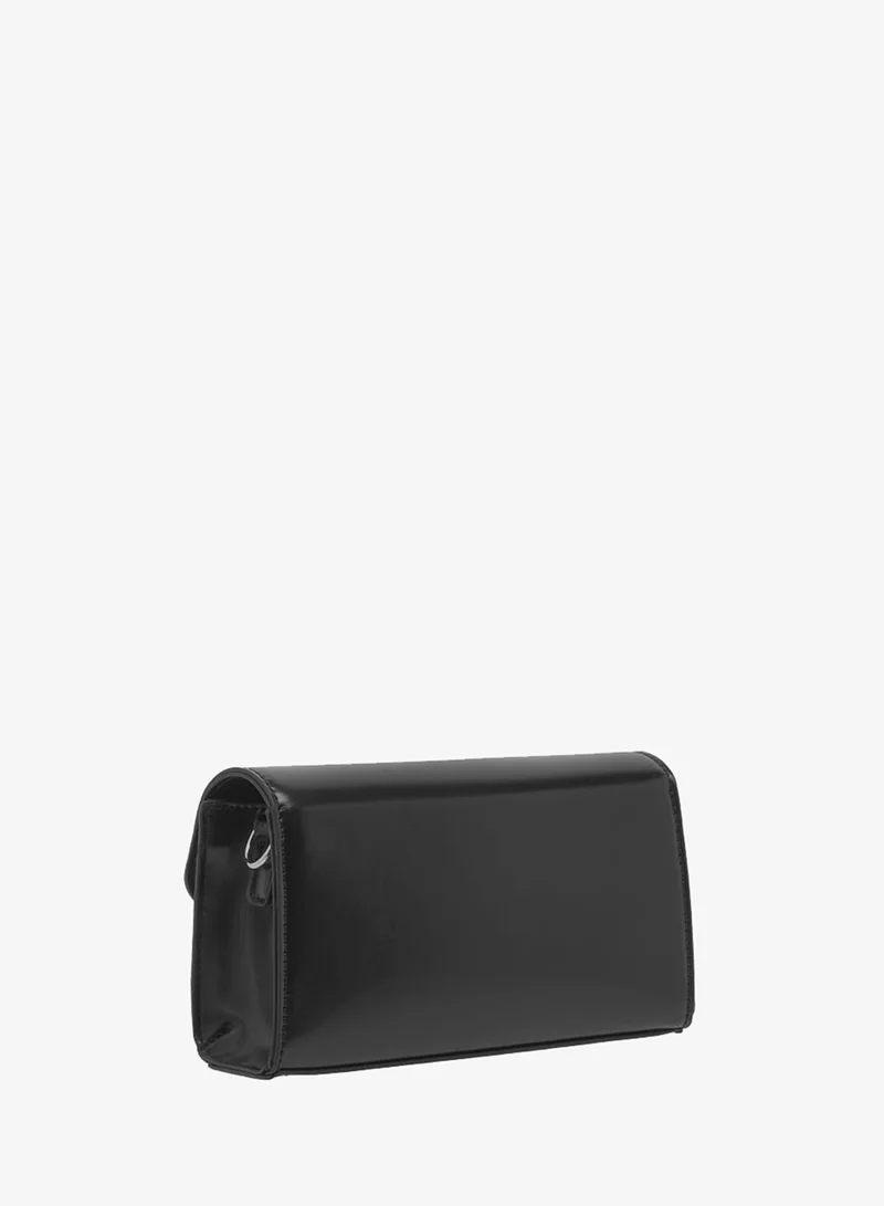 MISSY BLACK Women Logo Embossed Crossbody Bag with Detachable Strap and Flap Closure for Women | Best Price UAE