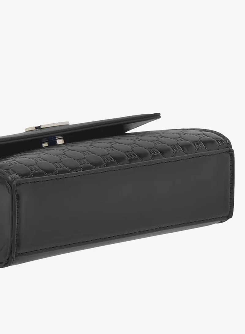 MISSY BLACK Women Logo Embossed Crossbody Bag with Detachable Strap and Flap Closure for Women | Best Price UAE