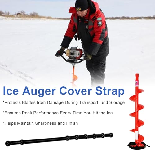 Antrys Power Blade Protectors Compatible with Eskimo, Ice Auger Guard Strap for Hand and Power Winter Ice Fishing Accessories, Shockproof Rubber Guard Bungee Strap for Ice Auger Blades Cover 11" Long-2 Pack - Image 3
