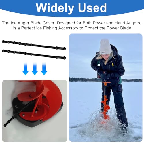 Antrys Power Blade Protectors Compatible with Eskimo, Ice Auger Guard Strap for Hand and Power Winter Ice Fishing Accessories, Shockproof Rubber Guard Bungee Strap for Ice Auger Blades Cover 11" Long-2 Pack - Image 4
