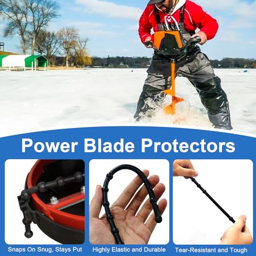 Antrys Power Blade Protectors Compatible with Eskimo, Ice Auger Guard Strap for Hand and Power Winter Ice Fishing Accessories, Shockproof Rubber Guard Bungee Strap for Ice Auger Blades Cover 11" Long-2 Pack - Image 5