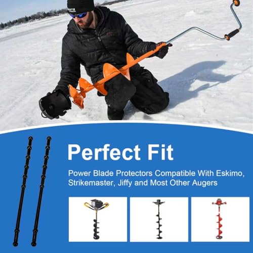 Antrys Power Blade Protectors Compatible with Eskimo, Ice Auger Guard Strap for Hand and Power Winter Ice Fishing Accessories, Shockproof Rubber Guard Bungee Strap for Ice Auger Blades Cover 11" Long-2 Pack - Image 2