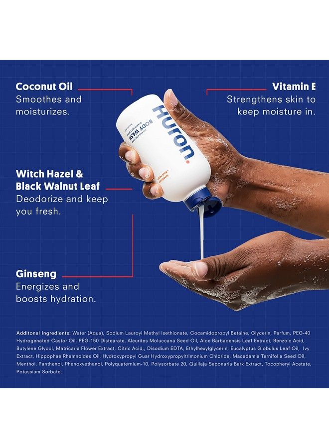 Huron Men’S Moisturizing Body Wash Refreshing & Invigorating Body Wash Made With Coconut Oil Vitamin E & Witch Hazel Vegan Crueltyfree Original Citrus + Eucalyptus 12.2 Fl Oz - Image 4