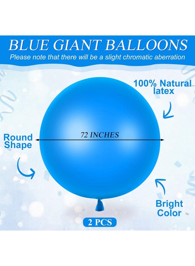 Leitee 2 Pcs 72 Inch Giant Balloons Round Latex Large Human Egg Jumbo Balloons Inflatable Air Decorations for Birthday Party Wedding Engagement(Blue) - Image 2