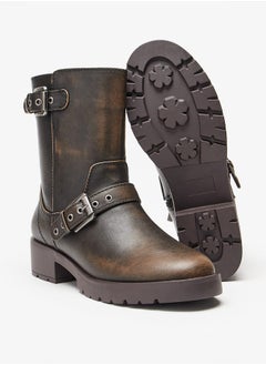Lee Cooper Womens Buckled Strap Accent Boots with Zip Closure and Block Heels  - Image 4