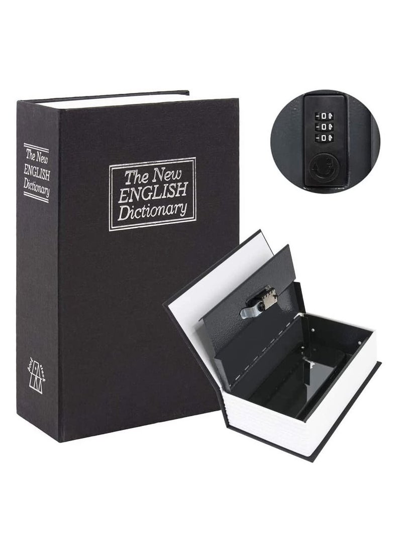 Rubik - Book Safe with Combination Lock, Home Dictionary Diversion Hidden Secret Metal Safe Box for Money Jewelry Passport 18.5 x 11.5 x 5.5 cm - Black Small - Image 1