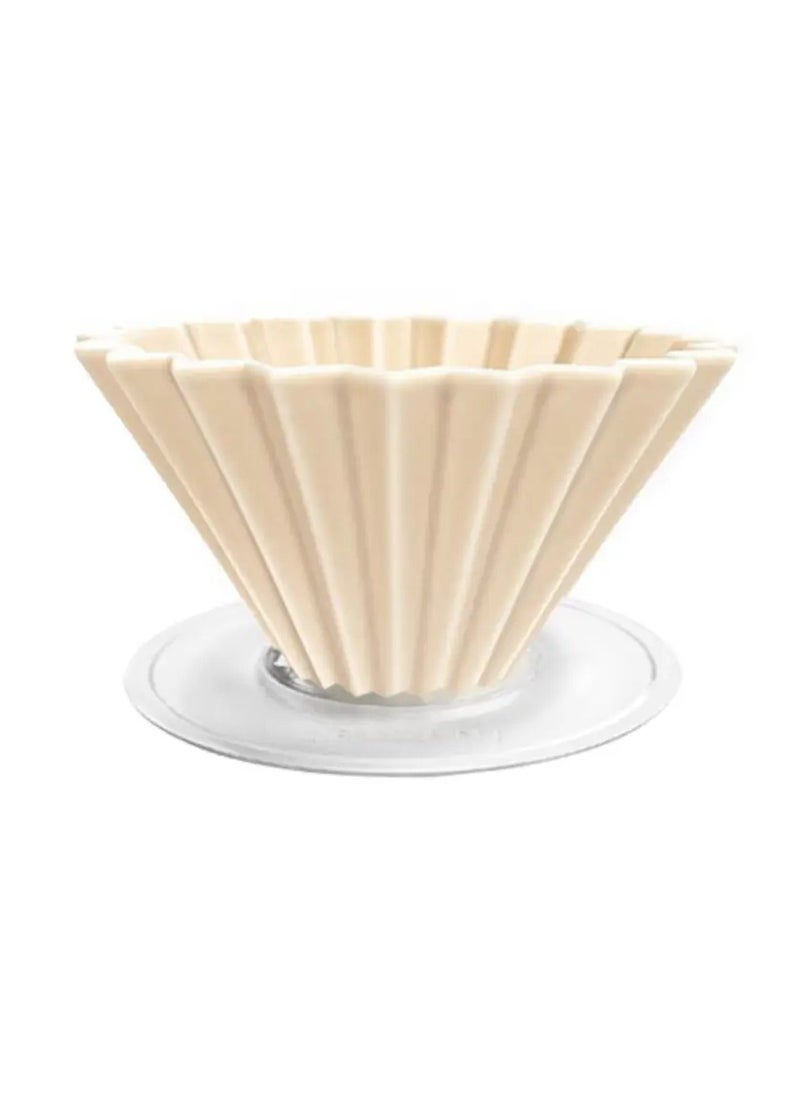 Origami - Ceramic Dripper M with Plastic Holder - Pour Over Coffee Maker - Compatible with VCF-02 and Wave 185 filters - Color Matt Beige - Image 1