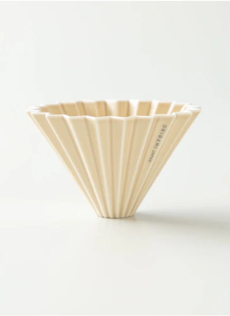 Origami - Ceramic Dripper M with Plastic Holder - Pour Over Coffee Maker - Compatible with VCF-02 and Wave 185 filters - Color Matt Beige - Image 1
