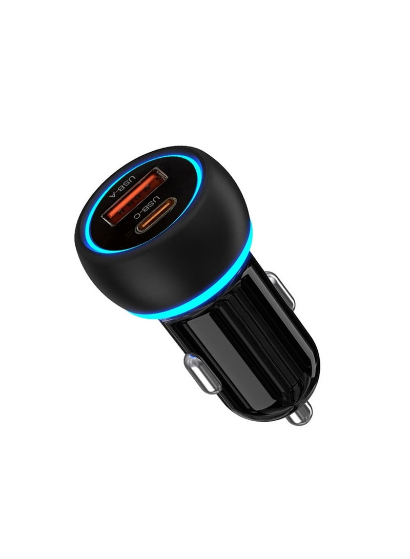 تشابي لاين  شاحن سيارة 48W CHAPPELINE CH4 ذو منفذين 1 منفذ USB-A بقوة 18W + 1 منفذ USB-C بقوة 30W شاحن سيارة سريع - أسود - Image 1