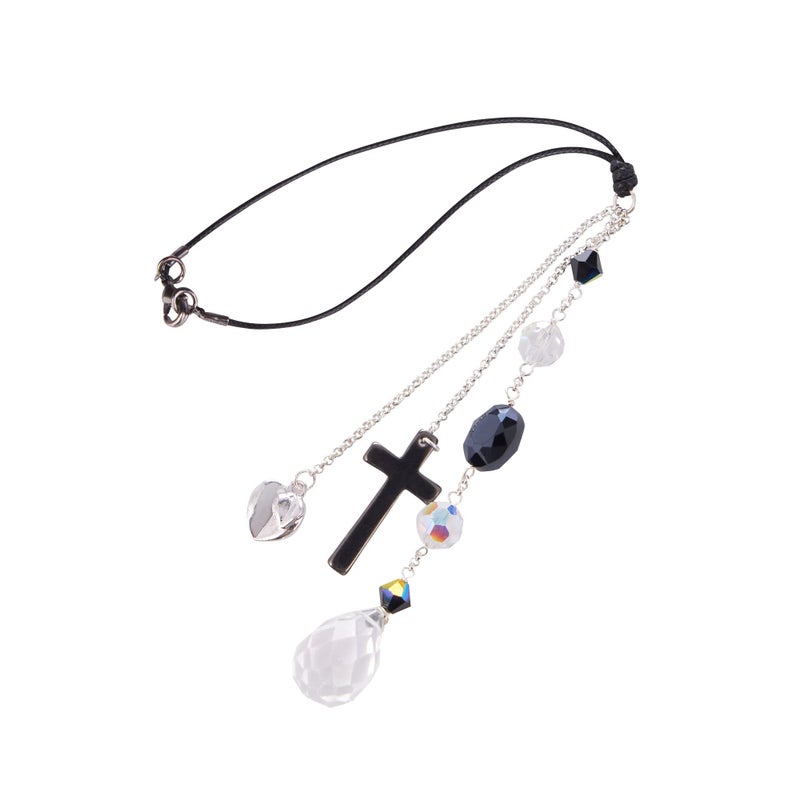 Akitai Christmas Car Decorations Interior Holiday Rear View Mirror Accessories New Driver Gifts Western Gifts for Women Universal Car Christmas Decor Vehicle Charm Black White Cross