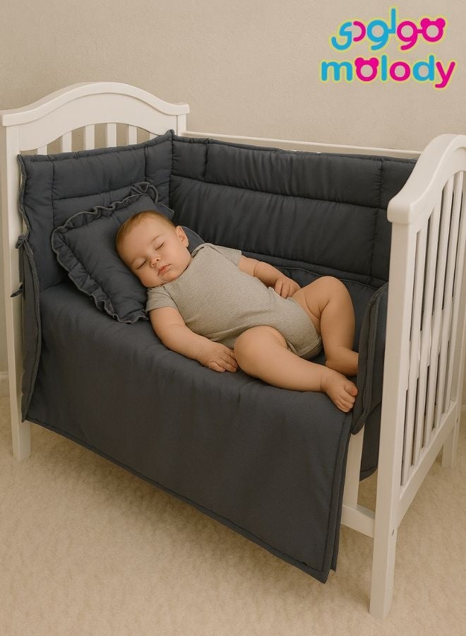 molody Baby Crib Bumper with Full Bedding Set – 7 Pieces – Safety & Comfort for Newborns – Size 120×60 - Image 2