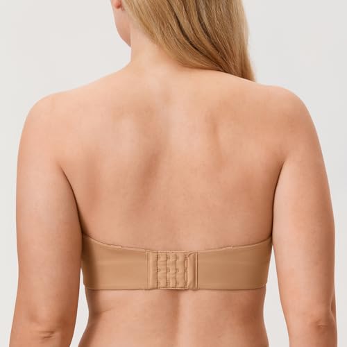 DELIMIRA Women's Strapless Bra Unlined Underwire Minimizer Plus Size Support Natural 34D - Image 2