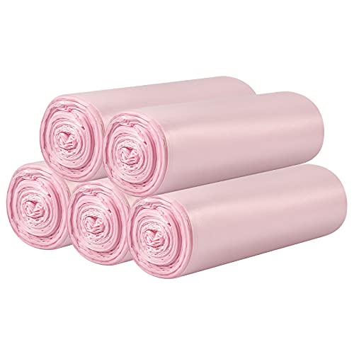 HDY 5 Rolls Small Trash Bags - 100 Counts Durable 4 Gallon Small Garbage Bags for home office kitchen Bathroom Bedroom Trash Can liners（Pink） - Image 1