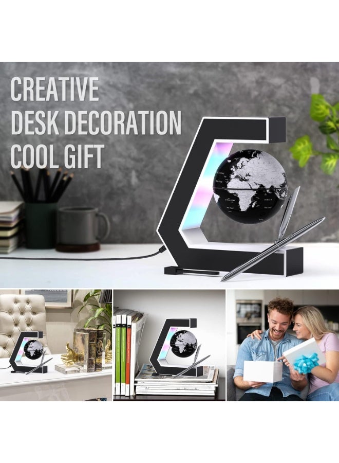 NANAO Floating Globe with LED Lights Magnetic Levitation Floating Globe with Pen, Portable to Write On Office Desk, World Map for Desk Decoration, Golden - Image 3