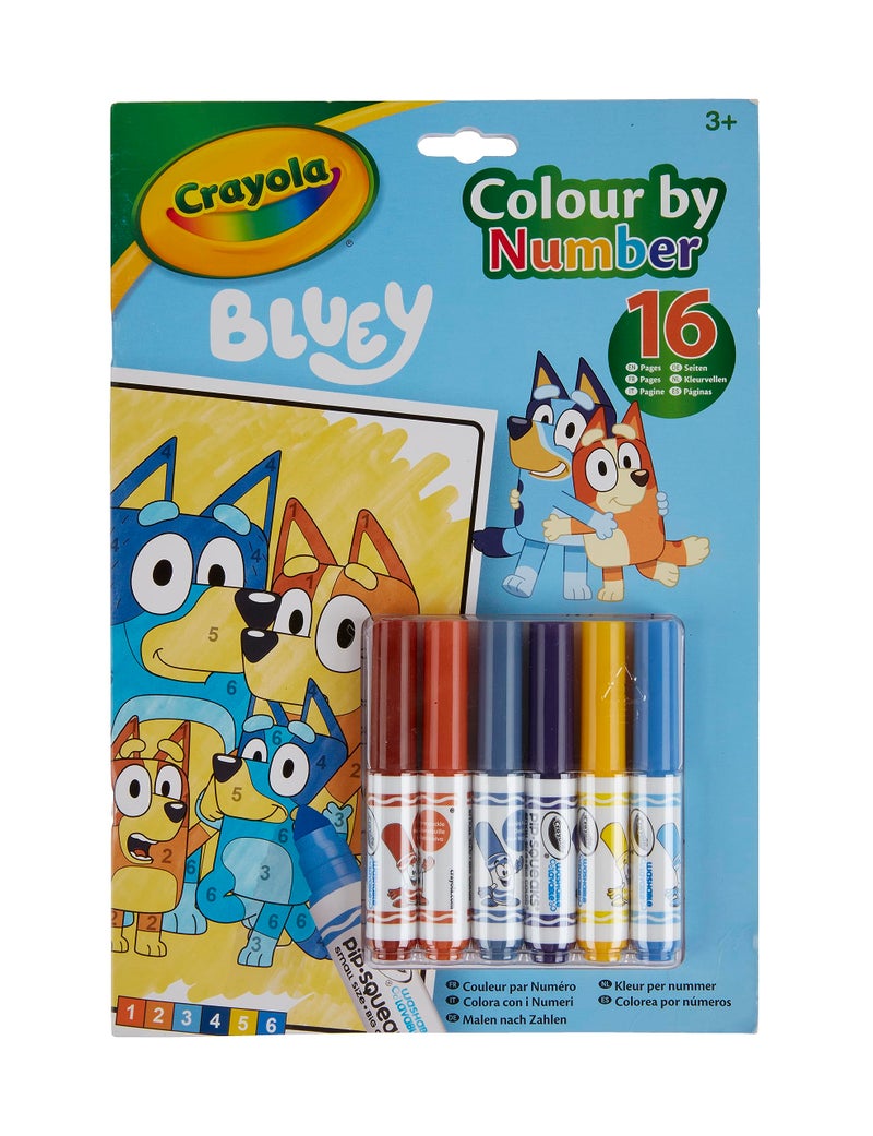 Crayola - Colour by Numbers - Bluey (Includes 16 Colouring Pages and 6 Mini-Markers) | Early Years Educational Colouring Fun | For Ages 3+ - Image 2