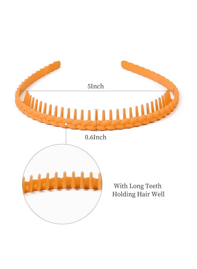 WOVOWOVO Braided Thin Headbands for Women, 12 Packs Plastic Hair Bands with Long Teeth for Girls Teens, Non Slip Fashion Hair Comb Head Bands Hair Accessories - Image 2
