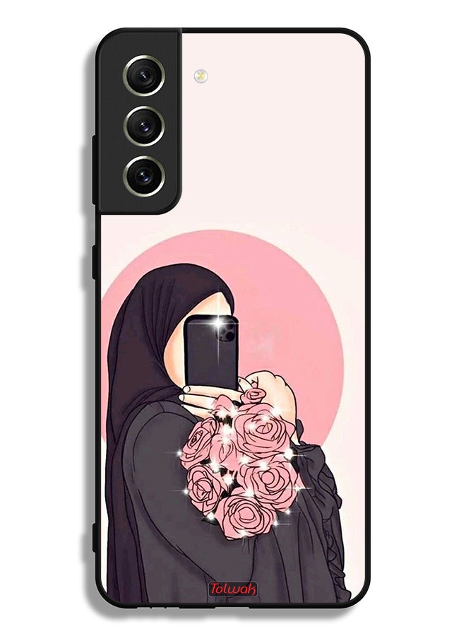 Tolwak Samsung Galaxy S21 FE 5G Protective Case Cover Making Selfies While Holding Flowers Art - Image 3