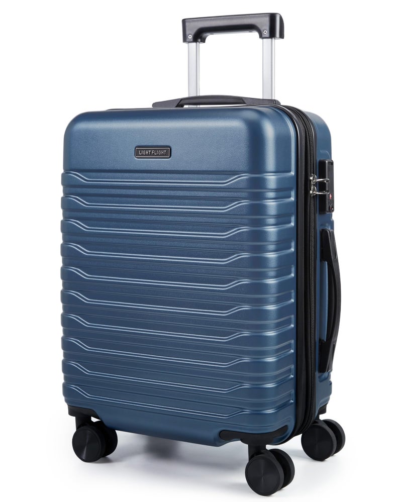 LIGHT FLIGHT Expandable Carry On Luggage 22x14x9 Airline Approved with Double Spinner Wheels, 20 Inch Lightweight Hard Shell Rolling Suitcases with TSA Lock, Blue - Image 1
