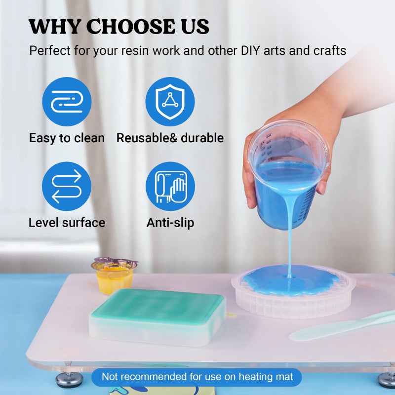 LET'S RESIN Leveling Table for Resin, 16''x 12'' Acrylic Adjustable Resin Table with Silicone Mat, Multipurpose No Installation Required Self Leveling Board for Molds, Waves, Epoxy - Image 5