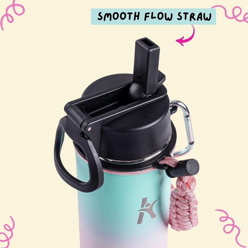 KRYMSO 500ml Water Bottle, Stainless Steel, Water Bottle for Kids with Straw, Thermos, Insulated Water Bottle, Water 500ml with Ai Stickers (Cotton Candy) - Image 5