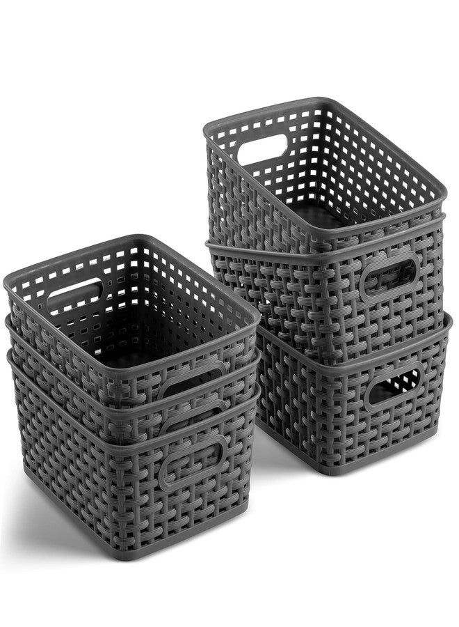 Seseno Set of 6 Plastic Storage Baskets - Small Pantry Organizer Basket Bins - Household Organizers with Cutout Handles for Kitchen Organization, Countertops, Cabinets, Bedrooms, and Bathrooms - Image 1