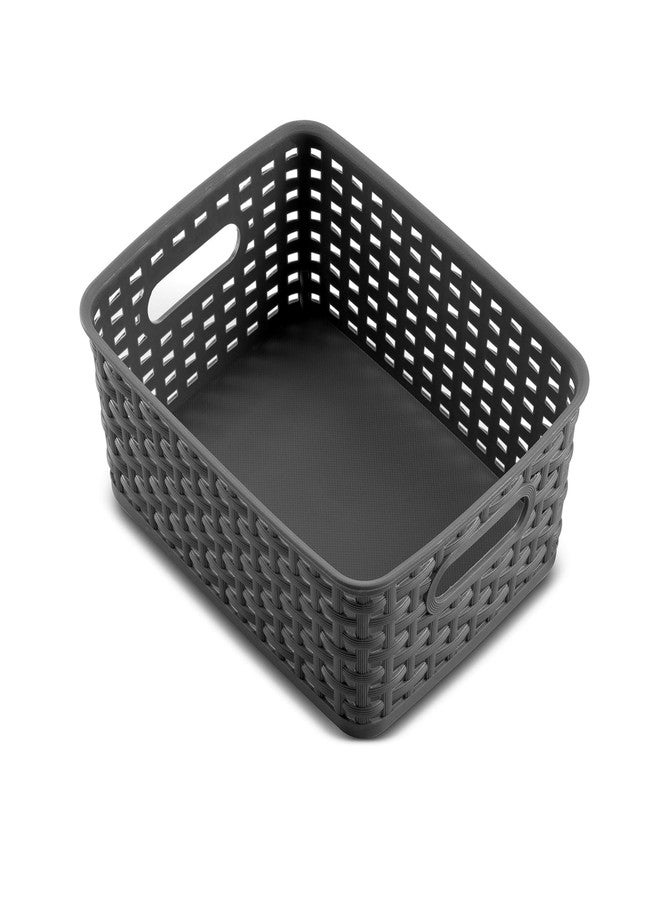 Seseno Set of 6 Plastic Storage Baskets - Small Pantry Organizer Basket Bins - Household Organizers with Cutout Handles for Kitchen Organization, Countertops, Cabinets, Bedrooms, and Bathrooms - Image 2