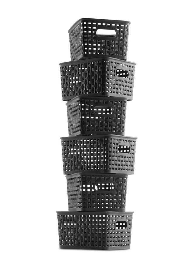 Seseno Set of 6 Plastic Storage Baskets - Small Pantry Organizer Basket Bins - Household Organizers with Cutout Handles for Kitchen Organization, Countertops, Cabinets, Bedrooms, and Bathrooms - Image 5