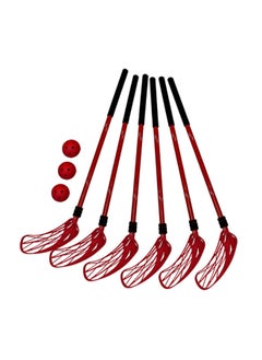 Generic System Parent-child Training Toys Outdoor Children's Stick Ball Interactive Sports Hockey Sports Feeling Hockey Sports Sports Sports-Colour:Medium Hockey Red (6 Sticks And 3 Balls) With 7.2cm Ball Right-hand Shot  - Image 1