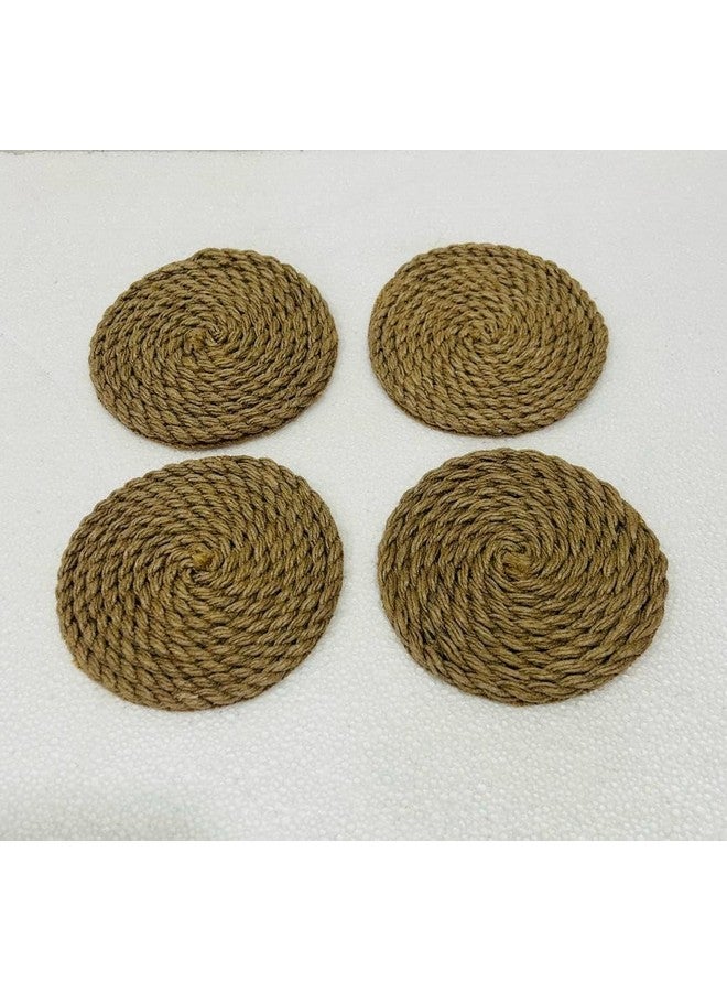 ESSELKAY Jute Rope Coasters, Round Braided Design, Natural Brown, Pack of 2 - Image 1