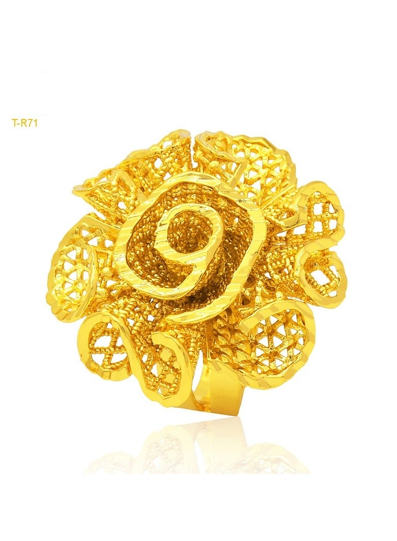 JOOLI Women Gold Ring Jewelry Wealthy Wedding Accessories Flower Rings Ladies Fashion Jewellery - Image 1