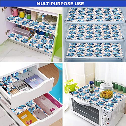 E-Retailer® Waterproof PVC Refrigerator Drawer Mats/Multipurpose Mats/Fridge Mats Set of 8 Pcs (Color-Leaf Blue, Size-17.5X11.5 Inches) - Image 2