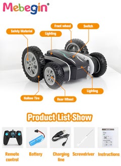 MEBEGIN 2.4GHz Remote Control Stunt Toy Car Double Sided 360°Flips Rotating Vehicles Blooming Cool Light Tumbling Double-sided Butterfly Car Toys for Boy Girl Teens  - Image 3