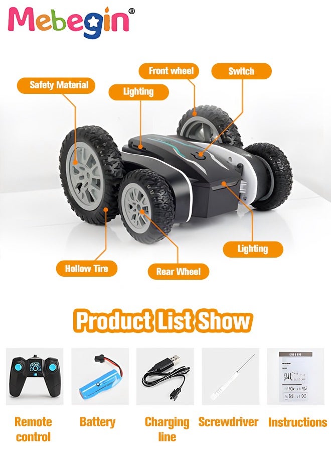 MEBEGIN - 2.4GHz Remote Control Stunt Toy Car Double Sided 360°Flips Rotating Vehicles Blooming Cool Light Tumbling Double-sided Butterfly Car Toys for Boy Girl Teens - Image 1