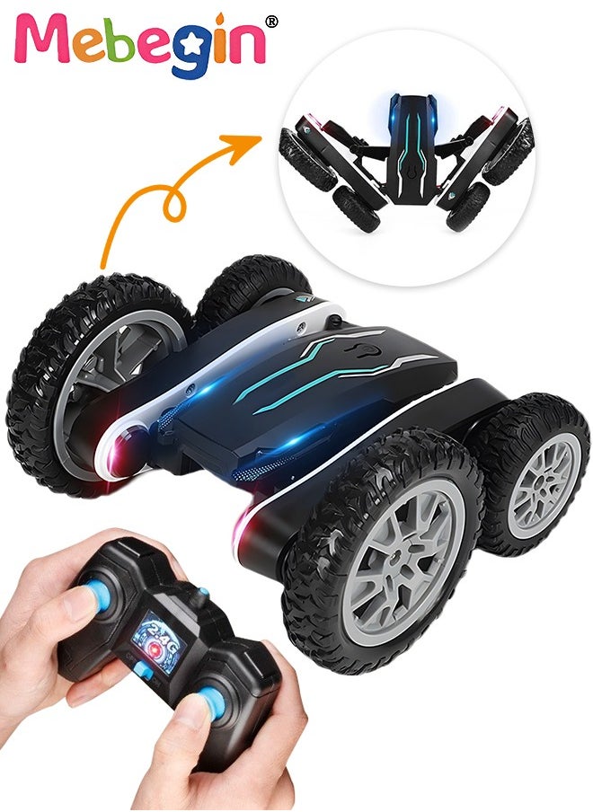 MEBEGIN - 2.4GHz Remote Control Stunt Toy Car Double Sided 360°Flips Rotating Vehicles Blooming Cool Light Tumbling Double-sided Butterfly Car Toys for Boy Girl Teens - Image 1