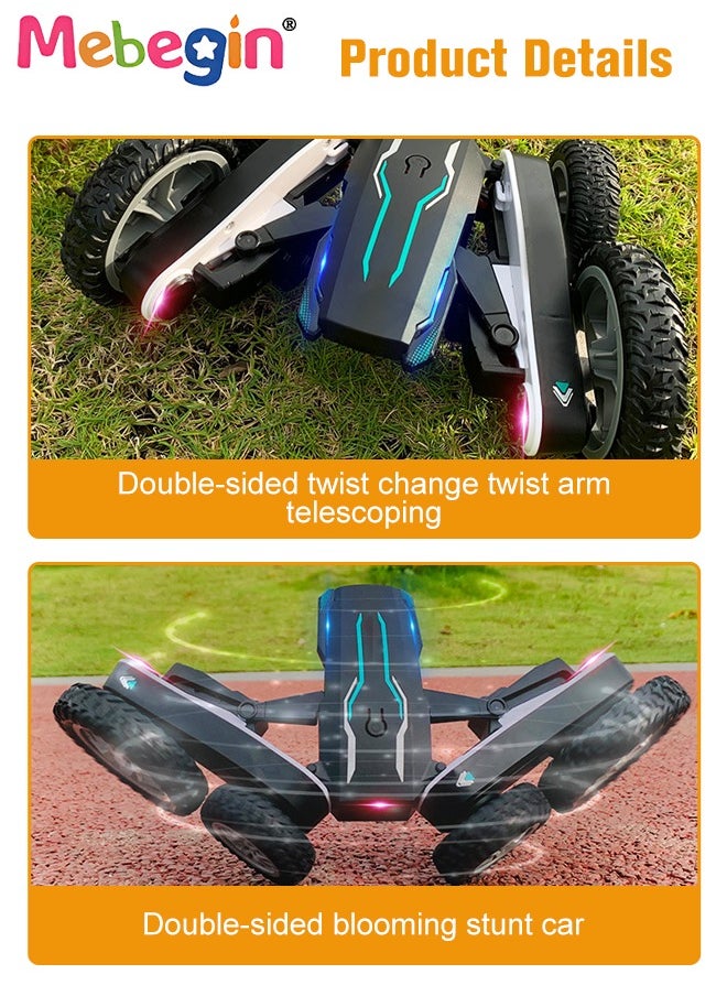 MEBEGIN - 2.4GHz Remote Control Stunt Toy Car Double Sided 360°Flips Rotating Vehicles Blooming Cool Light Tumbling Double-sided Butterfly Car Toys for Boy Girl Teens - Image 1