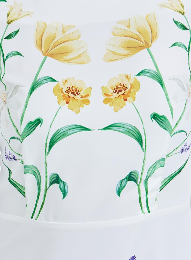 ستايلي فستان طويل بطبعة أزهار وأكمام منفوخة - Image 4