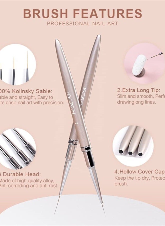 KADS Nail Art Liner Brushes Kolinsky Nail Art Brush Liner Brush UV Gel Polish Painting Nail Design Brush Metal Handle Nail Drawing Pens 8/15/20mm (8mm) - Image 4