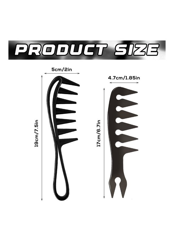AIEX - 2Pcs Wide Tooth Comb Men Large Tooth Combs Hairstyle Comb Wide Tooth Comb For Wavy Hair Shark Teeth Comb Large Hair Detangling Comb For Wet Curly Wavy Hair Barber Salon Women Men (Black) - Image 1