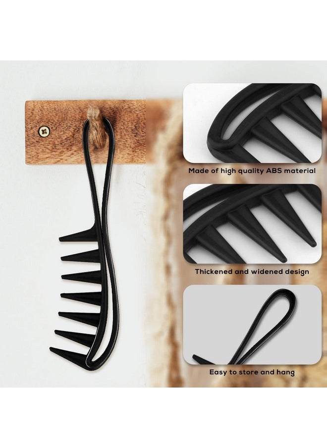 AIEX - 2Pcs Wide Tooth Comb Men Large Tooth Combs Hairstyle Comb Wide Tooth Comb For Wavy Hair Shark Teeth Comb Large Hair Detangling Comb For Wet Curly Wavy Hair Barber Salon Women Men (Black) - Image 1