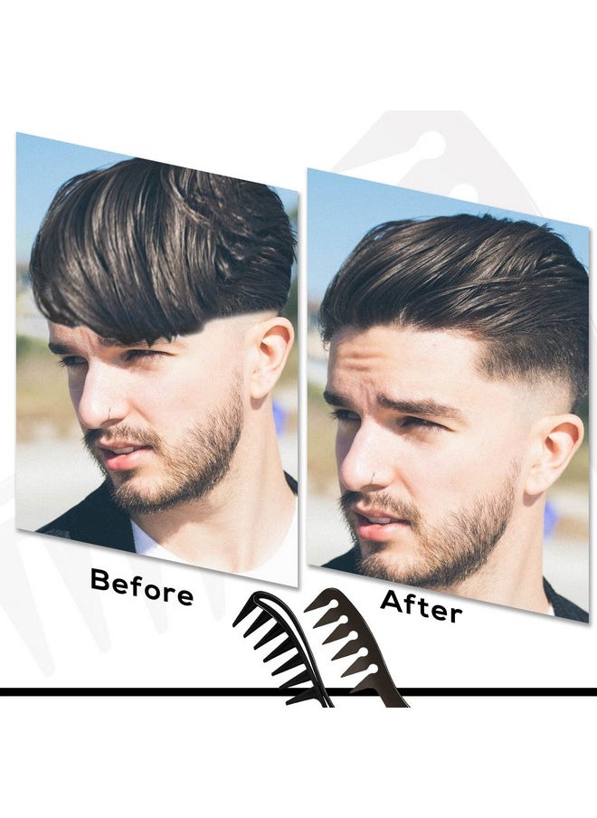 AIEX - 2Pcs Wide Tooth Comb Men Large Tooth Combs Hairstyle Comb Wide Tooth Comb For Wavy Hair Shark Teeth Comb Large Hair Detangling Comb For Wet Curly Wavy Hair Barber Salon Women Men (Black) - Image 1