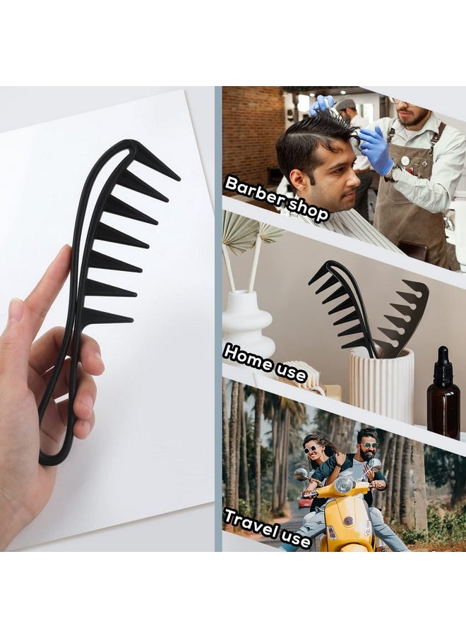 AIEX - 2Pcs Wide Tooth Comb Men Large Tooth Combs Hairstyle Comb Wide Tooth Comb For Wavy Hair Shark Teeth Comb Large Hair Detangling Comb For Wet Curly Wavy Hair Barber Salon Women Men (Black) - Image 1