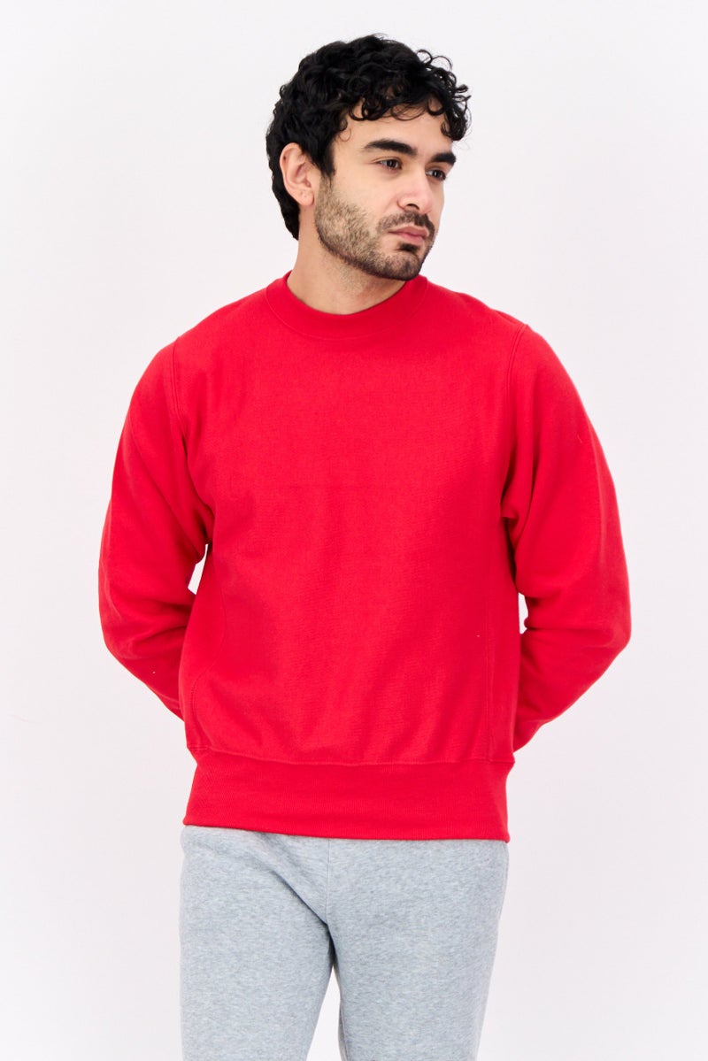 Champion ملابس رياضية للرجال بأكمام طويلة مناسبة، خارجية، سويت شيرت، أحمر - Image 1