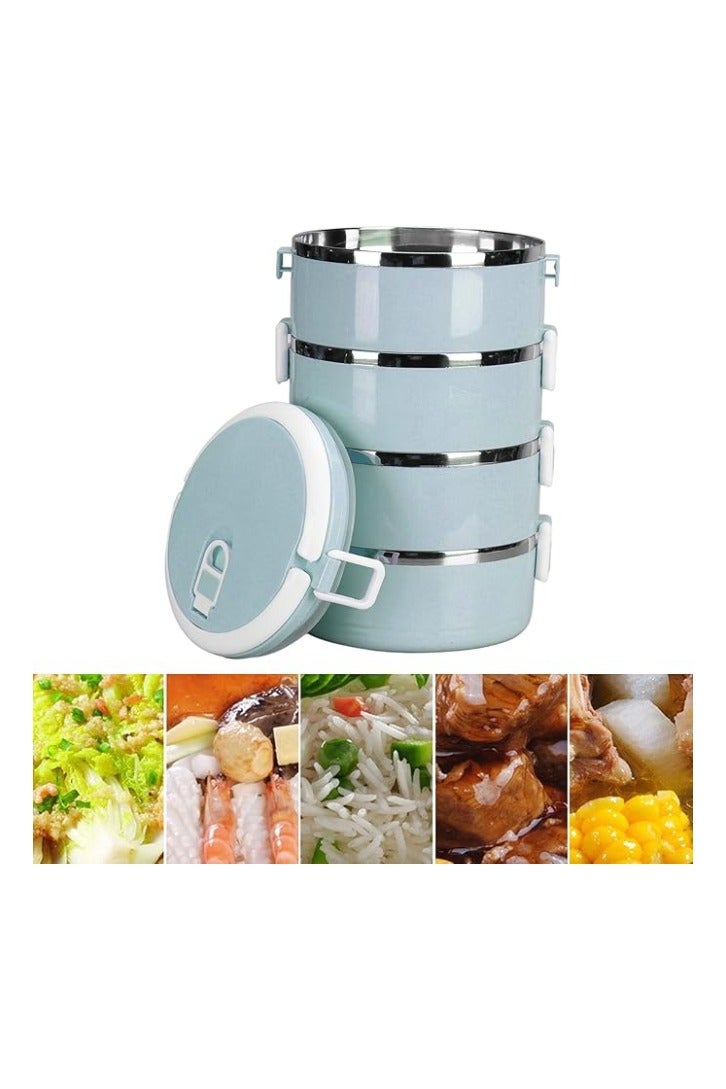 Multi-layer thermal lunch box, 4 tiers, secure lock and handle, suitable for hot and cold meals, ideal for school or work, made from safe materials and easy to clean.  - Image 3