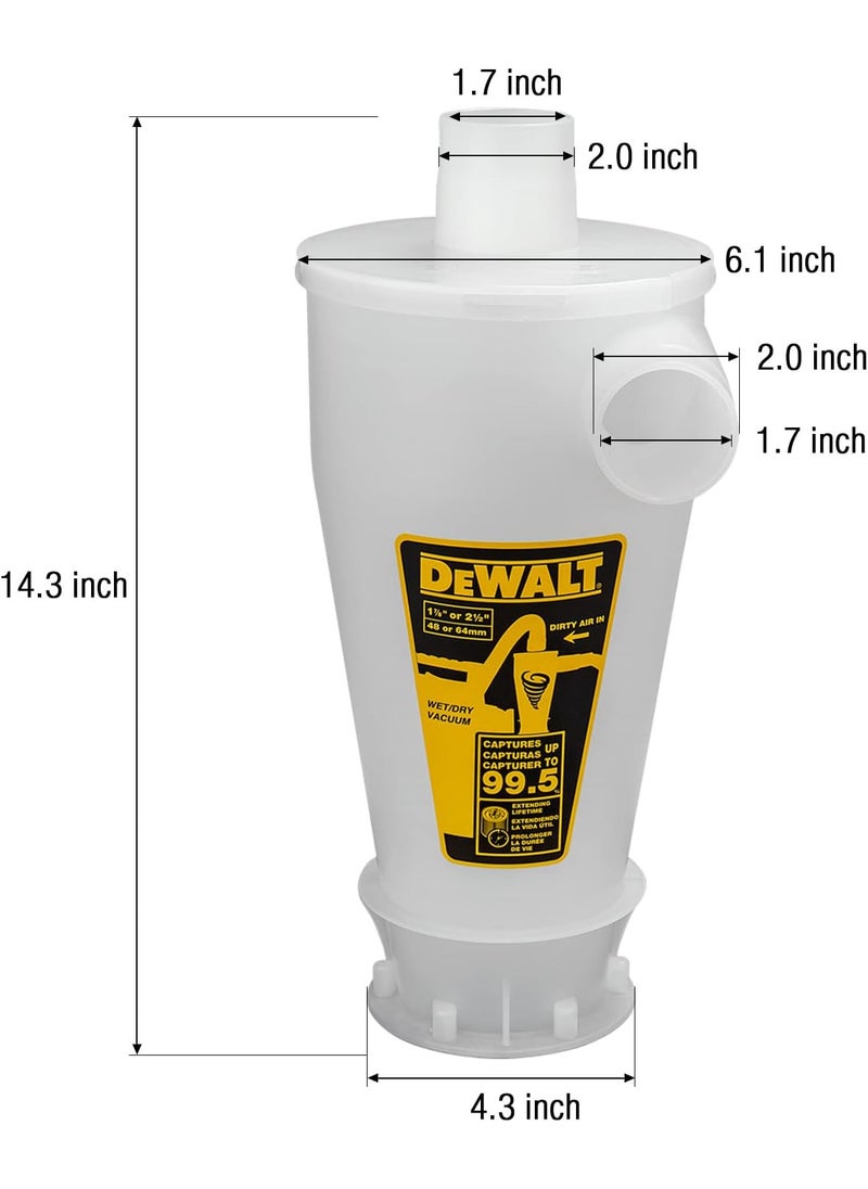 DEWALT DEWALT Dust Separator with 6 Gallon Poly Tank 995 Efficiency Cyclone Dust Collector HighPerformance Cycle Powder Collector Filter DXVCS002 Yellow  - Image 4