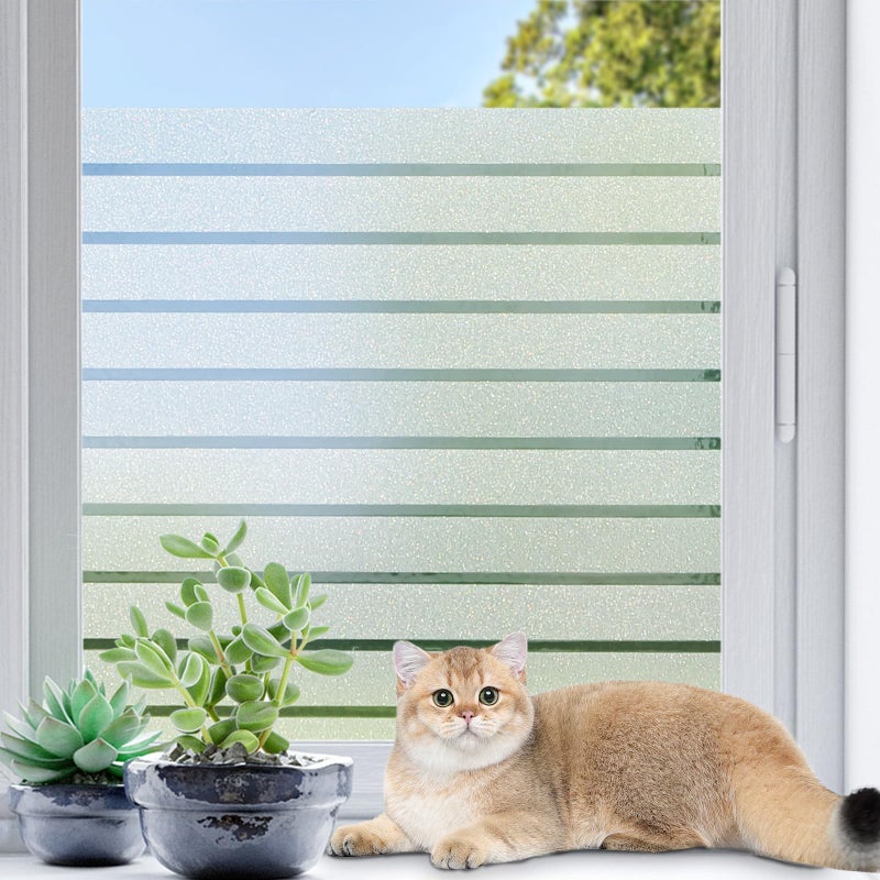 Coavas Window Privacy Film Frosted Glass Window Film Decorative Window Clings Opaque Static Cling Window Stickers Heat Insulation UV Blocking Door Window Covering Home Window Blinds 1181x175 Inch
