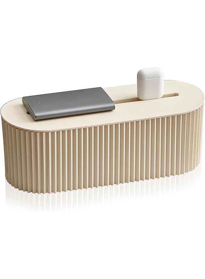Cable Organizer Box, Dustproof Cable Hider Box with Lid, Cable Management Case for Wires Charging Station, Socket, Desk Cable (Beige)