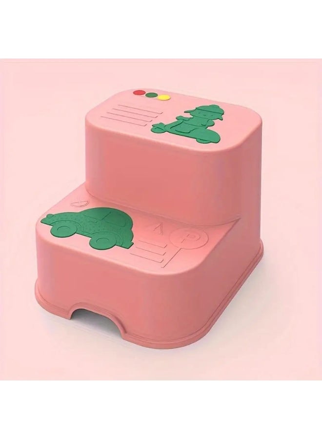 2-in-1 Kids Step Stool & Chair – Non-Slip Plastic Double Step